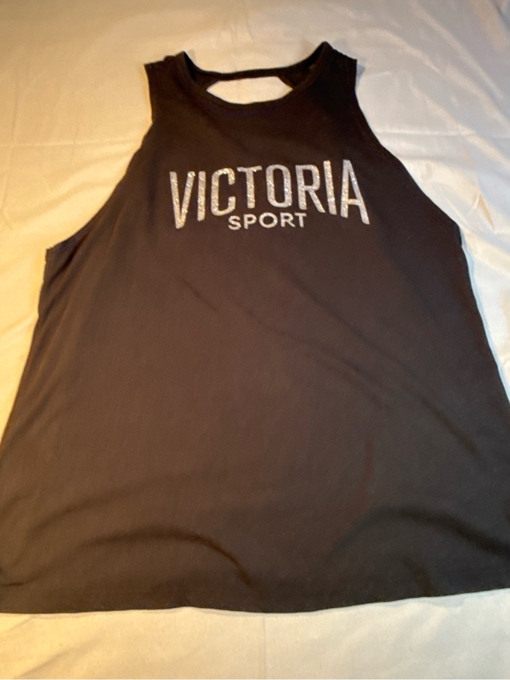 Victoria's Secret Black Muscle Tank with Silver Logo